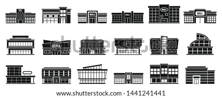 Mall building icons set. Simple set of mall building vector icons for web design on white background Royalty-Free Stock Photo #1441241441