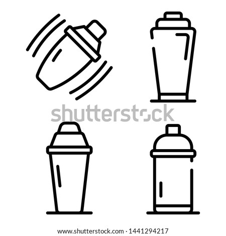 Bar shaker icons set. Outline set of bar shaker vector icons for web design isolated on white background Royalty-Free Stock Photo #1441294217