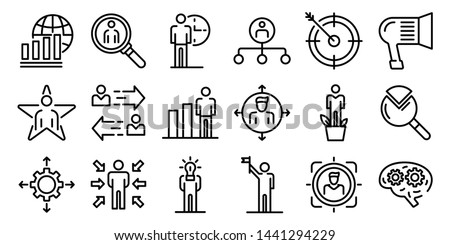 Managing skills icons set. Outline set of managing skills vector icons for web design isolated on white background Royalty-Free Stock Photo #1441294229