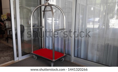 Trolley at the hotel. Luggage trolley for a hotel, trolley in the lobby of the hotel lobby