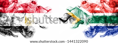 Egypt, Egyptian, South Africa, African, white, competition thick colorful smoky flags. Africa Nations football matches