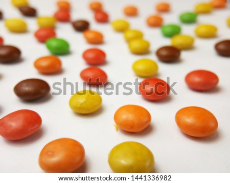 Close Up, Perspective, Abstract Layout bonbon candy at White background