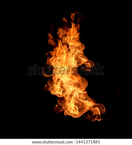Fire flames isolated on black background Royalty-Free Stock Photo #1441371881