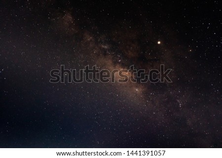 The image of the constellation in the galaxy called the Milky Way, taken by a digital camera. At midnight in Thailand