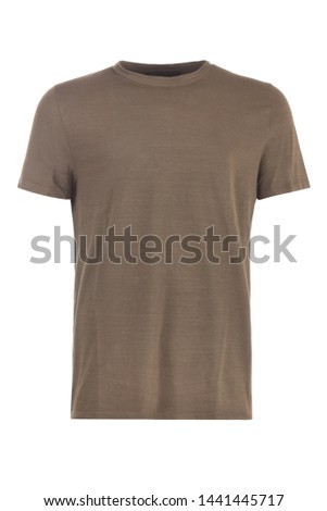 Blank brown t-shirt, front view, isolated on white background