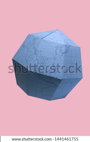 Earth globe Polygonal planet paper or World map polygonal paper