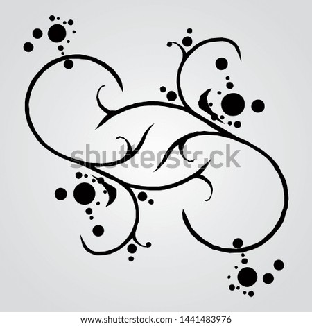flat floral ornament vector, for frames, tattoos, carvings. EPS 10.