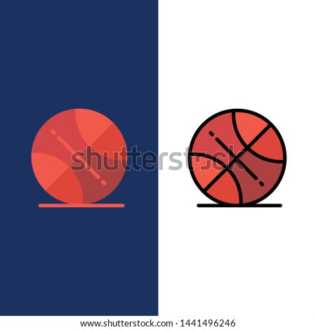 Basketball, Ball, Sports, Usa  Icons. Flat and Line Filled Icon Set Vector Blue Background