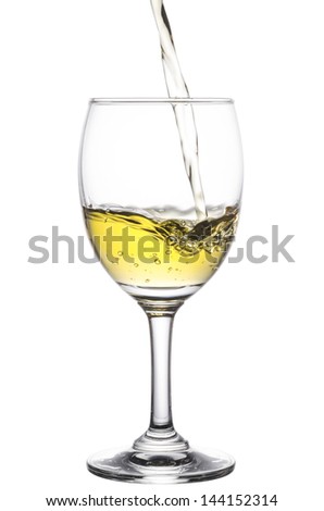 pouring white wine isolated on white