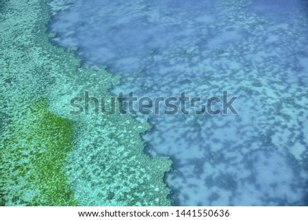 Natural Great Barrier Reef . Aerial view of nature paradise with magnificent colors.