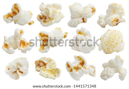 Rich collection of popcorn, isolated on white background Royalty-Free Stock Photo #1441571348