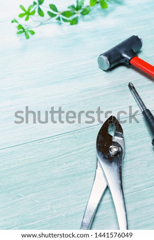 DIY tools placed on a wooden board