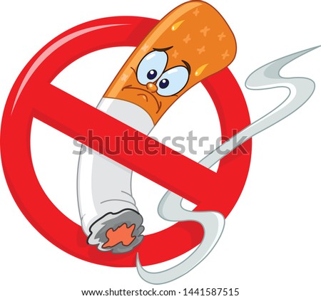 No smoking sign cartoon with cigarette