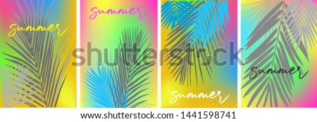 Summer warm colors and tropical plants. Minimal and modern summer background.