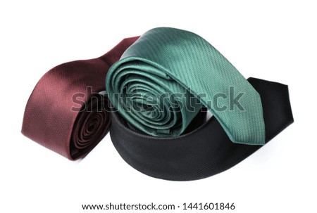 Group of male neckties isolated on white