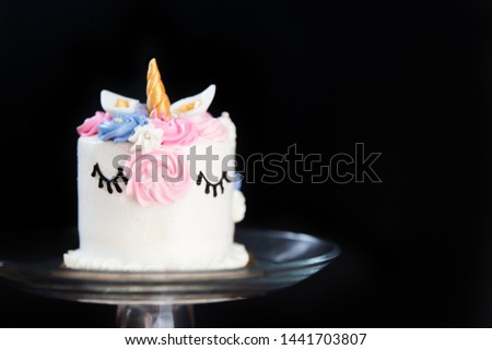 Unicorn Cake on Black Background