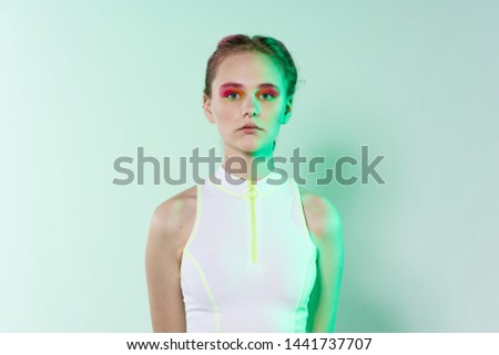 woman with neon makeup retro style
