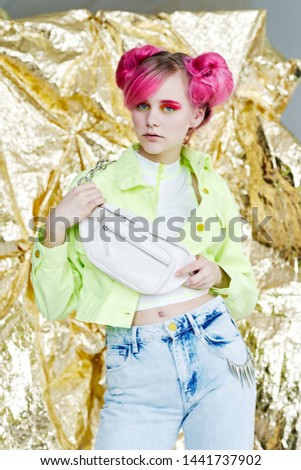 retro style pink hair woman fashion