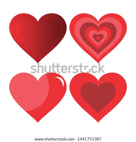Collection of heart illustrations, set of hearts, love symbol icon.