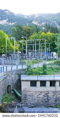 Power plant and channeling in Canfranc, Huesca, Spain, Europe