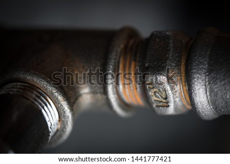 Detail of steel pipes. Detailed picture. Selective focus.
