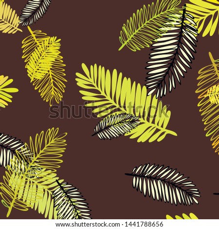 Tropical vector background for postcard, tree leaves, summer.