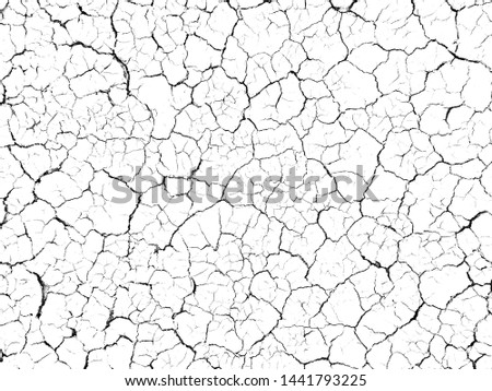 Structure cracked soil ground earth texture on white background, desert cracks,Dry surface Arid in drought land floor has many grooves and scratches.for overlay or print background Royalty-Free Stock Photo #1441793225
