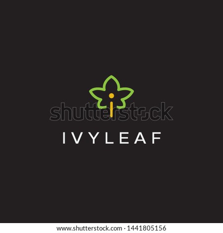 simple, clean, elegant, unique and modern logo design with ivy leaf, initial i and star