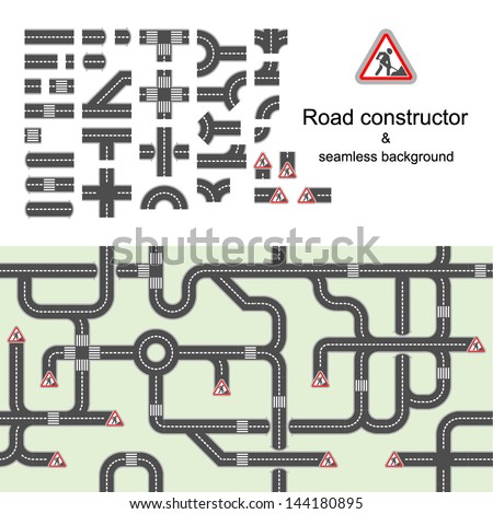 Road constructor & seamless background Royalty-Free Stock Photo #144180895