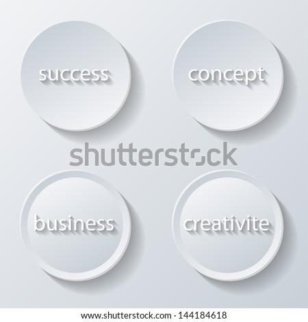 Illustration of paper icons buttons set business. Vector.