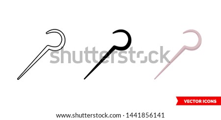 Staff stick icon of 3 types: color, black and white, outline. Isolated vector sign symbol.