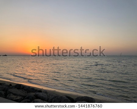 Sunset on the sea in Kuwait
