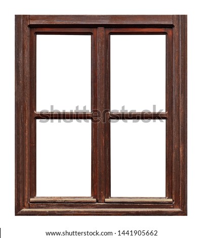 Vintage brown wooden window on white background Royalty-Free Stock Photo #1441905662