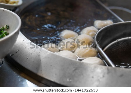 Cooking fishball in a hawker food court