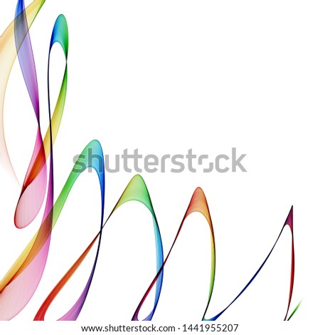 colored transparent wavy lines on a white background. 3d illustration