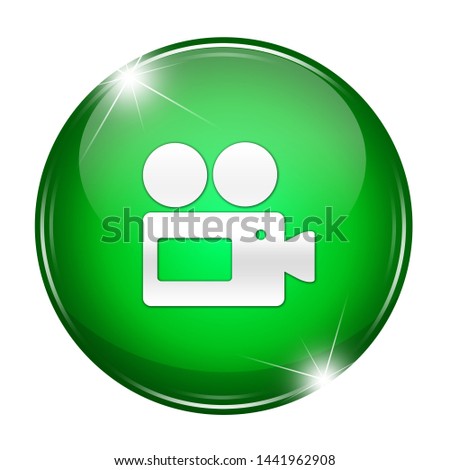 3d cinema round button isolated 