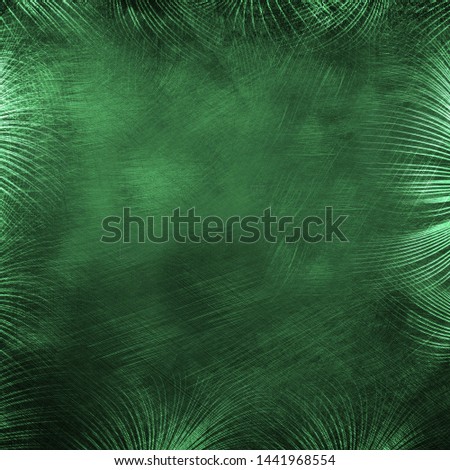 Green shinny metallic background with soft feather frame Royalty-Free Stock Photo #1441968554