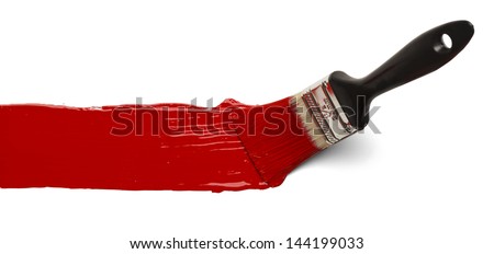 Paint Brush Stroke Across Page Isolated on White Background. Royalty-Free Stock Photo #144199033