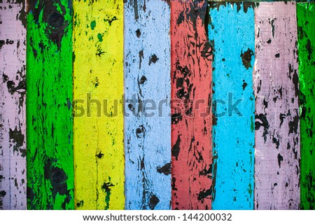 painted colorful decaying wood
