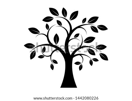 Decor Tree black silhouette clip art. Tree isolated on white background. Tree silhouette vector. Simple Tree icon vector