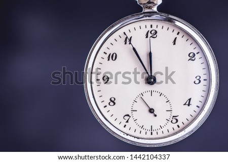 Old Vintage Pocket Watch on Dark Background. Business Deadline. Time Management Concept.
