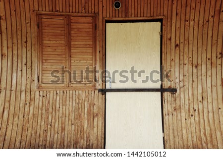 Entrance door to cottage in nature