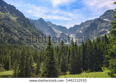 Sunny day view of the Tatra mountains on the border of Poland and Slovakia