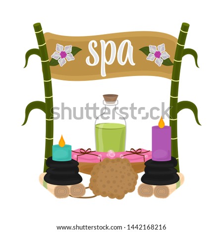 Isolated spa objects image with text - Vector