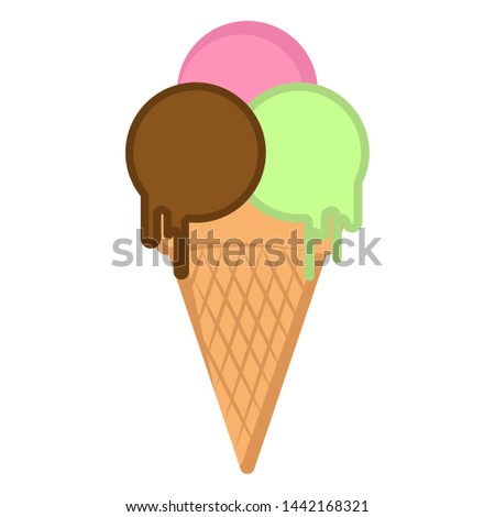 Isolated ice cream cone on a white background - Vector