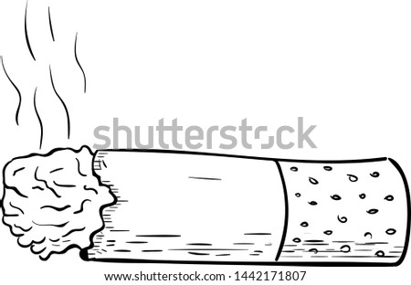 Handdrawn cigarette doodle icon. Hand drawn black sketch. Sign cartoon symbol. Decoration element. White background. Isolated. Flat design. Vector illustration.