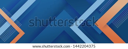 Minimal geometric background. Dynamic blue shapes composition with red lines. Royalty-Free Stock Photo #1442204375