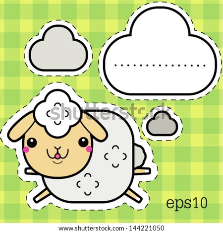 Withe sheep cartoon character. Vector illustration.