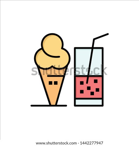 Drink, Ice Cream, Summer, Juice  Flat Color Icon. Vector icon banner Template