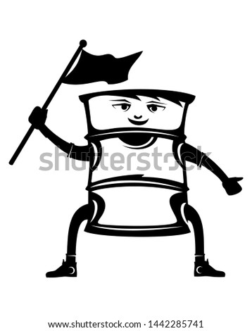 drum white icon right hand flag, left hand down